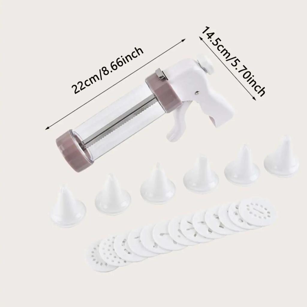 1 stk-Kakedekorasjonspistolsett Kakekjeks Konditori Sprøyte Dyser i rustfritt stål Klemmer Ekstruder Bakeverktøy