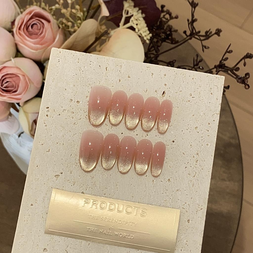 Handmade Daily Versatile Nude Powder Gradient Gold Cat Eyes Flashing Star-removable Wearable Armor