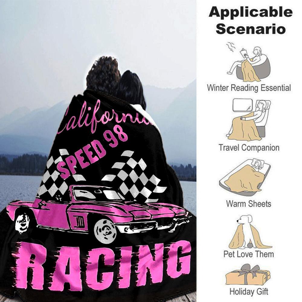 1pc California Speed 98 Racing Soft Flannel All Season Throw for Home, Office, Outdoor UseDurable Comfort Soft Warm Throw for Home