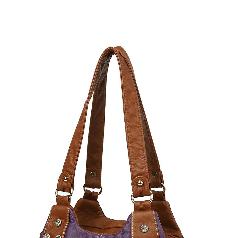 Colorful PU Leather Handbag for Women – Boho-Style Patchwork Design with Braided Details and Adjustable Strap, Perfect for Casual Wear