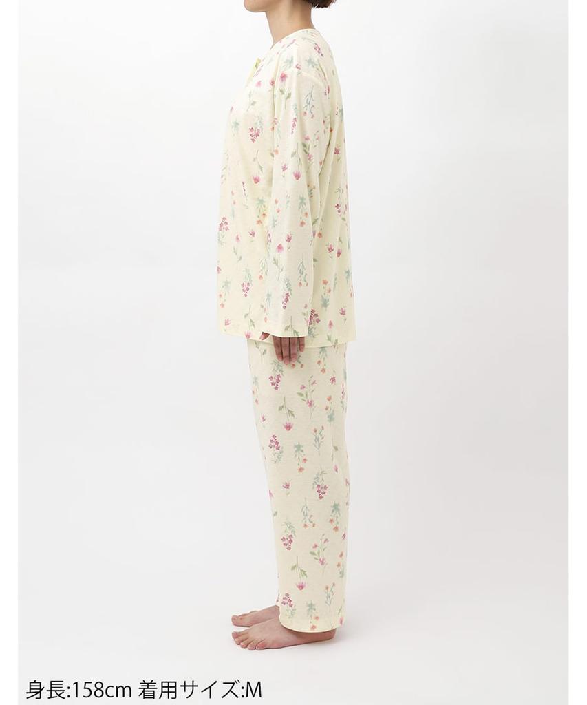 long long cotton blend jacquard jersey CR [Wing/Wacoal] Pajamas, sleeves, pants, (main body), material, EP8073, women's,