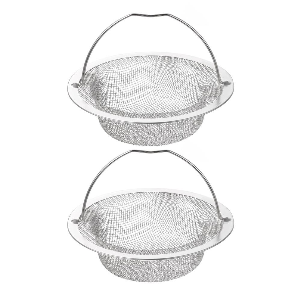 1/2/3-Piece Stainless Steel Sink Strainer With Handle 4.4" Diameter Drain Strainer Rust-Resistant Heavy Duty Sink Stopper