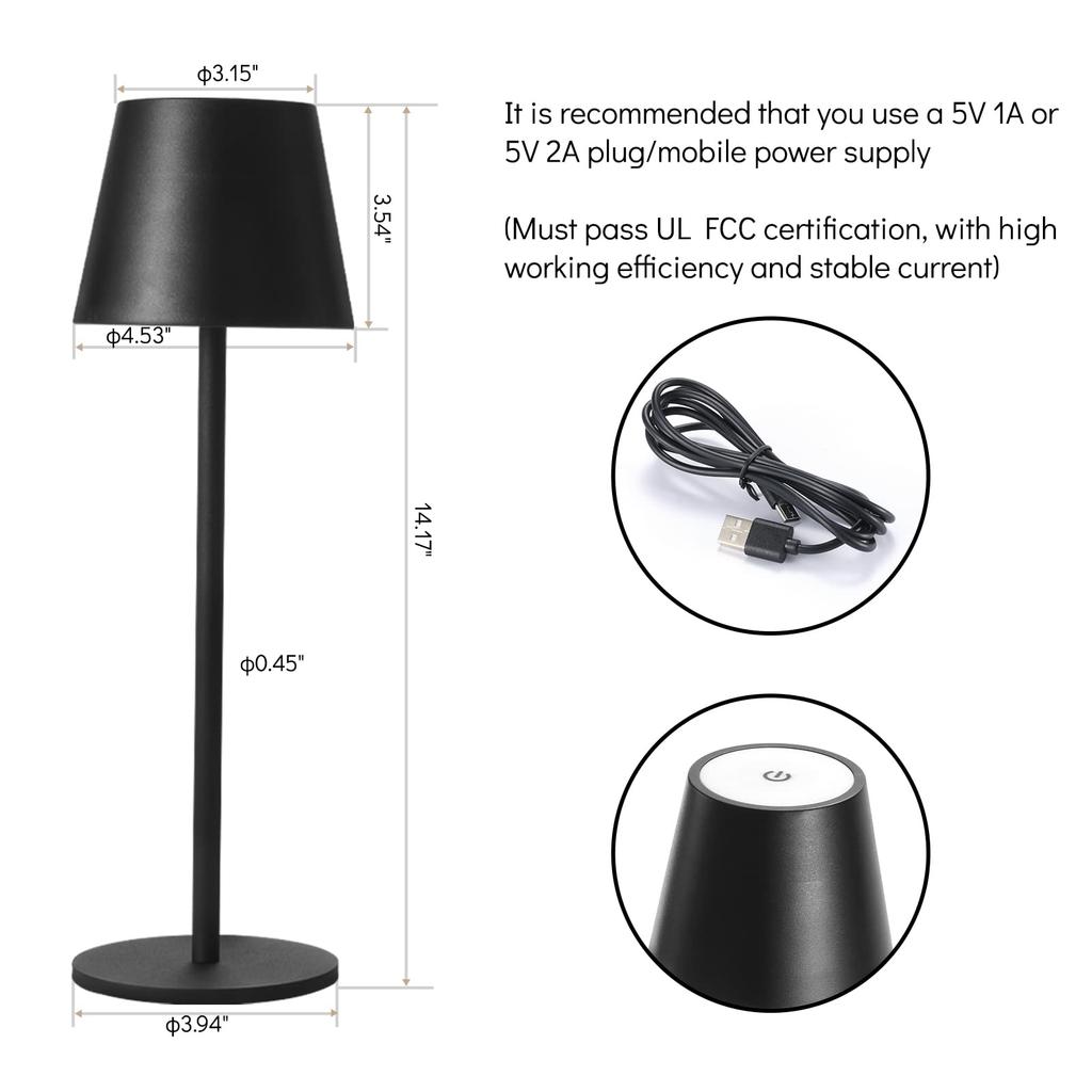 Rechargeable Table Lamp Touch Sensor LED Desktop Night Light Wireless Reading Lamp For Hotel Bar Restaurant Bedroom Decor Light