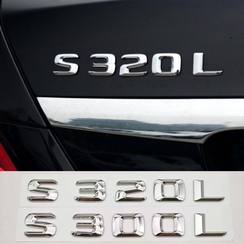 HUUML1 3D ABS Car Letters Logo S300L S320L Badge Sticker Emblem Decals For Mercedes Benz S Class S300L S320L V221 V222 Tail Accessories