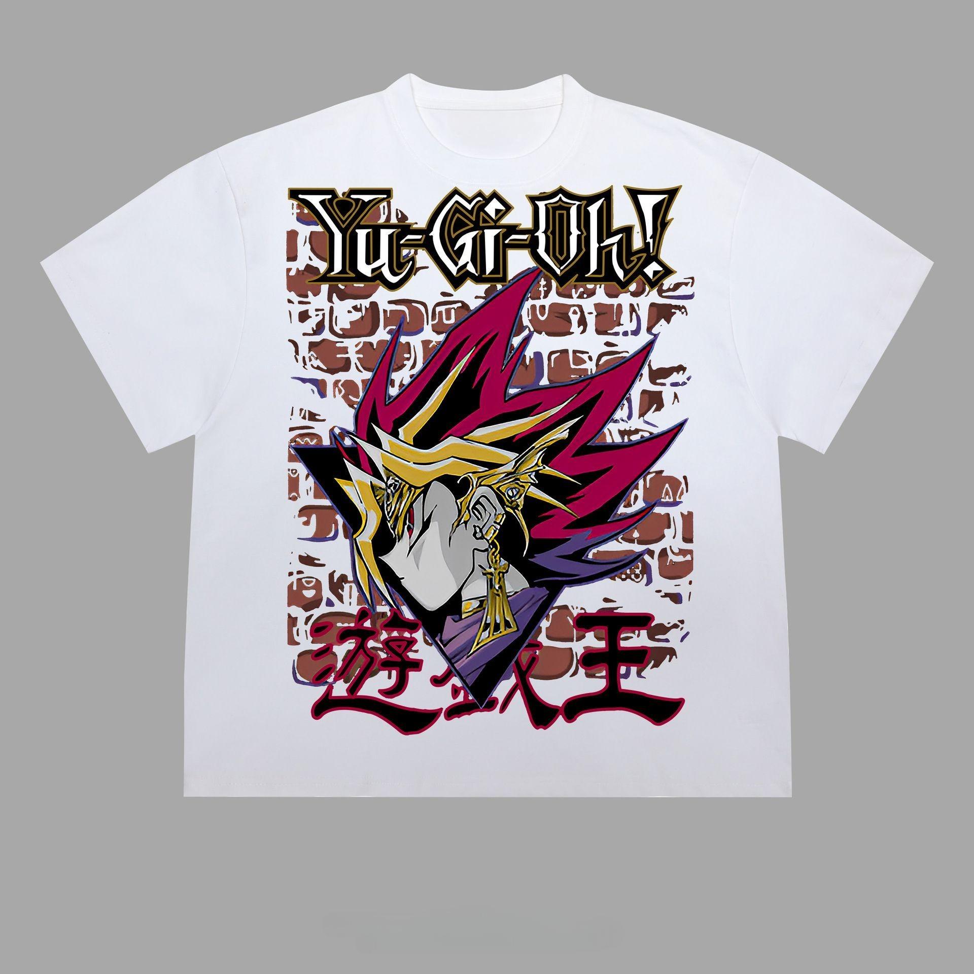 

Japanesestyle Anime Game YuGiOh Americanstyle Street Retro Loose Pure Cotton Roundneck Shortsleeved Tshirt Oversized S