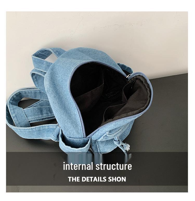 Lightweight Unisex Mini Japanese-Style Denim Backpack for Women and College Students