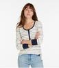 LL Bean Unshrunkable Mini Waffle Long Sleeve US Size Painterly 1000146905 Women's Tee, Henley, Striped, Fit, Petite, L, Sailcloth, Stripe, White,