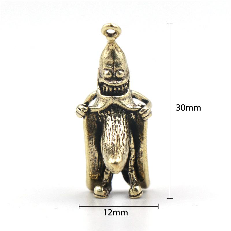 Retro mosazný banánový muž kreativní klíčenka s přívěskem na plochu ručně vyráběný dárek