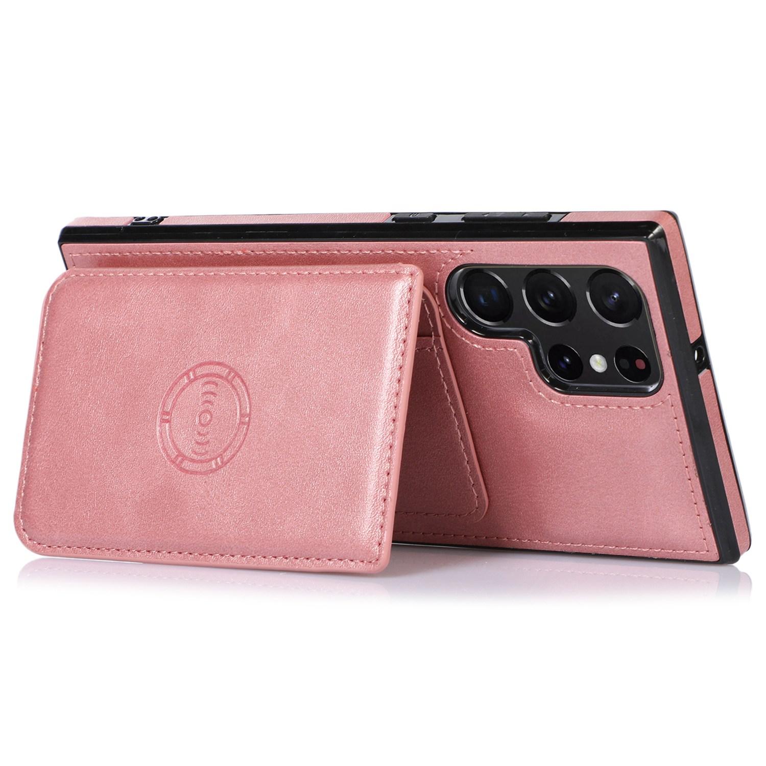 

For Samsung Galaxy S25 Ultra Case Card Holder Kickstand PU Leather+TPU Phone Cover Brown