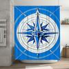 Retro Compass Shower Curtain Nautical Blue White Decor for Bathroom High-Quality Fabric Waterproof Bath Mat Set by TaurusDuan