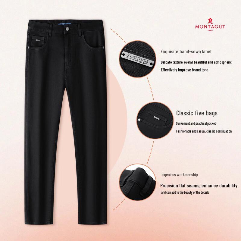 MONTAGUT Men's Retro Washed Straight-Leg Jeans