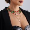 New Year Gift Christmas Christmas Snowman Elk Imitation Crystal Necklace Set Sweater Chain