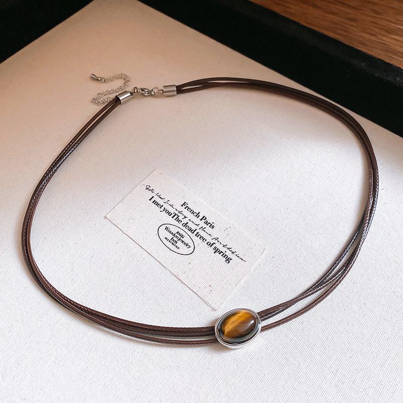 

Винтажное цветочное ожерелье в стиле «Тигровый глаз» - Осенне-зимняя высококлассная цепочка для свитера