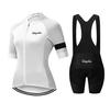Women's Short Sleeve Cycling Suit Top Strap Shorts Road Bike Team Edition Summer
