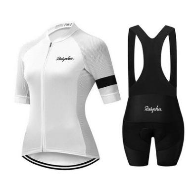 Women's Short Sleeve Cycling Suit Top Strap Shorts Road Bike Team Edition Summer