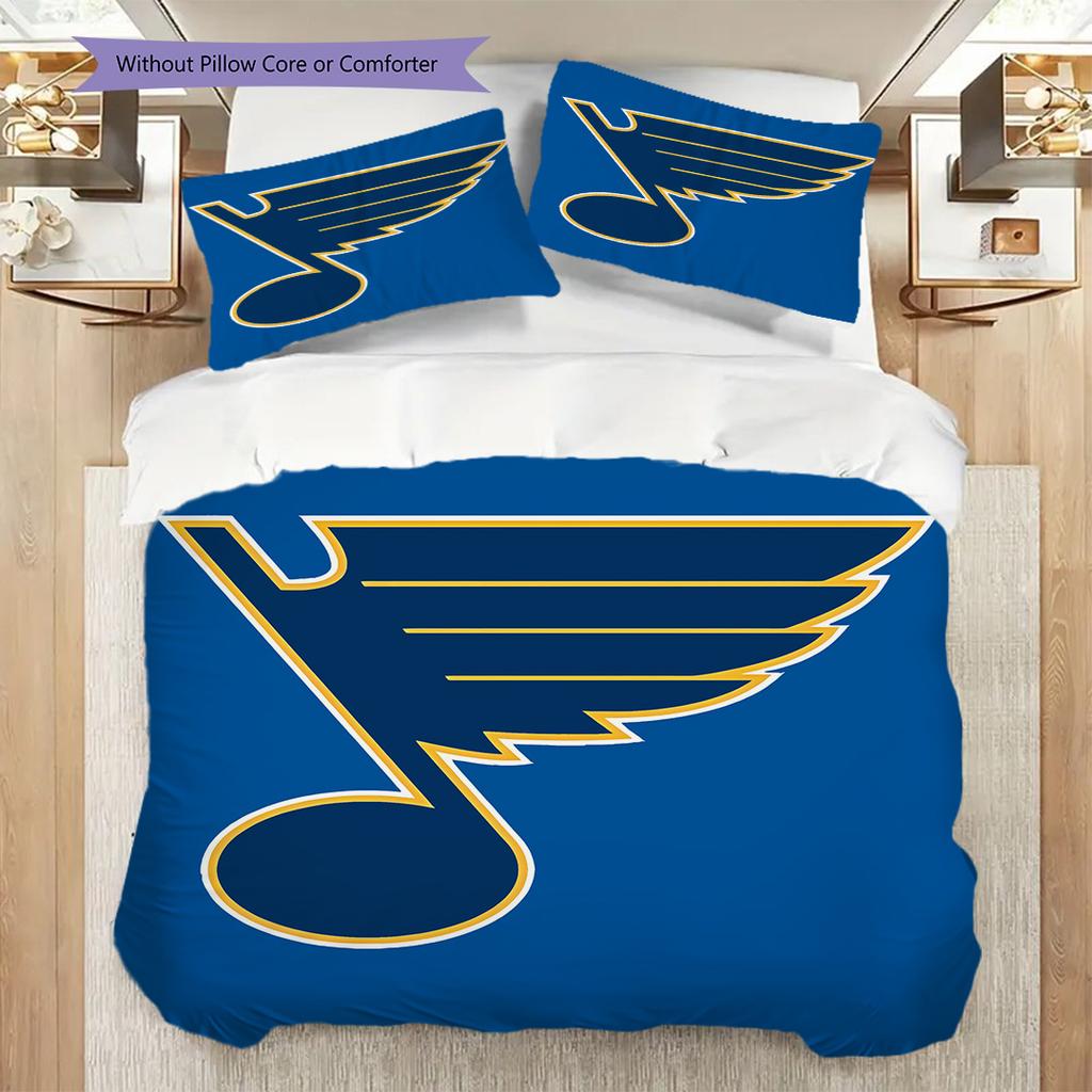 St. Louis Blues Pattern Bedding Quilt Set Quilt Cover Pillowcase Home Decoration Birthday Gift (1 * duvet cover + 2 * pillowcase, without core)