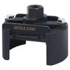 Adjustable Oil Filter Wrench, German U-Shaped Multi-Function, Two-Jaw Reversible Mechanism, Black Metal with Hex Socket and Adjustment Knob