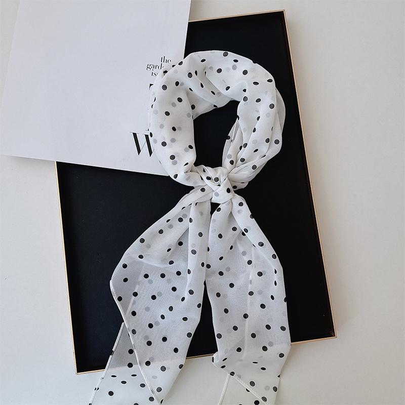 Retro Sweet Polka Dots Print Chiffon Scarf Women'S  All-Match Belt Scarf