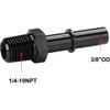 1/4 NPT Male to 3/8" SAE Quick Disconnect Male Push On EFI Fuel Fitting Adapter Straight Aluminum Black