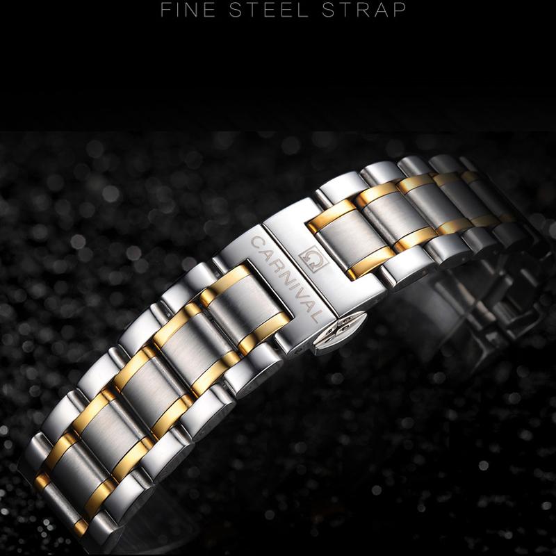 Carnival Brand Luxury Watches for Man Fashion Waterproof Men's Gold Silver Calendar Automatic Mechanical Wristwatch Reloj Hombre