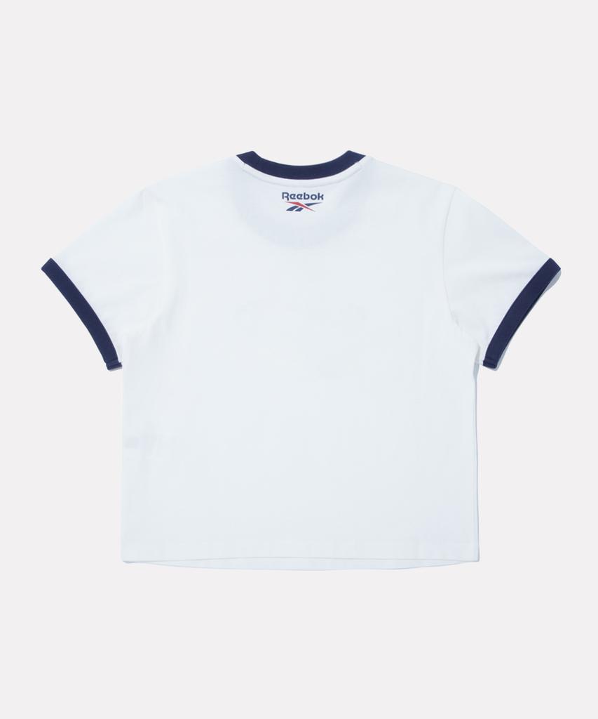 Reebok Circle Logo Semi-Crop Ringer Short Sleeve T-Shirt (W) - White