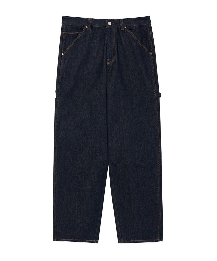 COVERNAT Semi-Wide Washed Denim Carpenter Pants Indigo