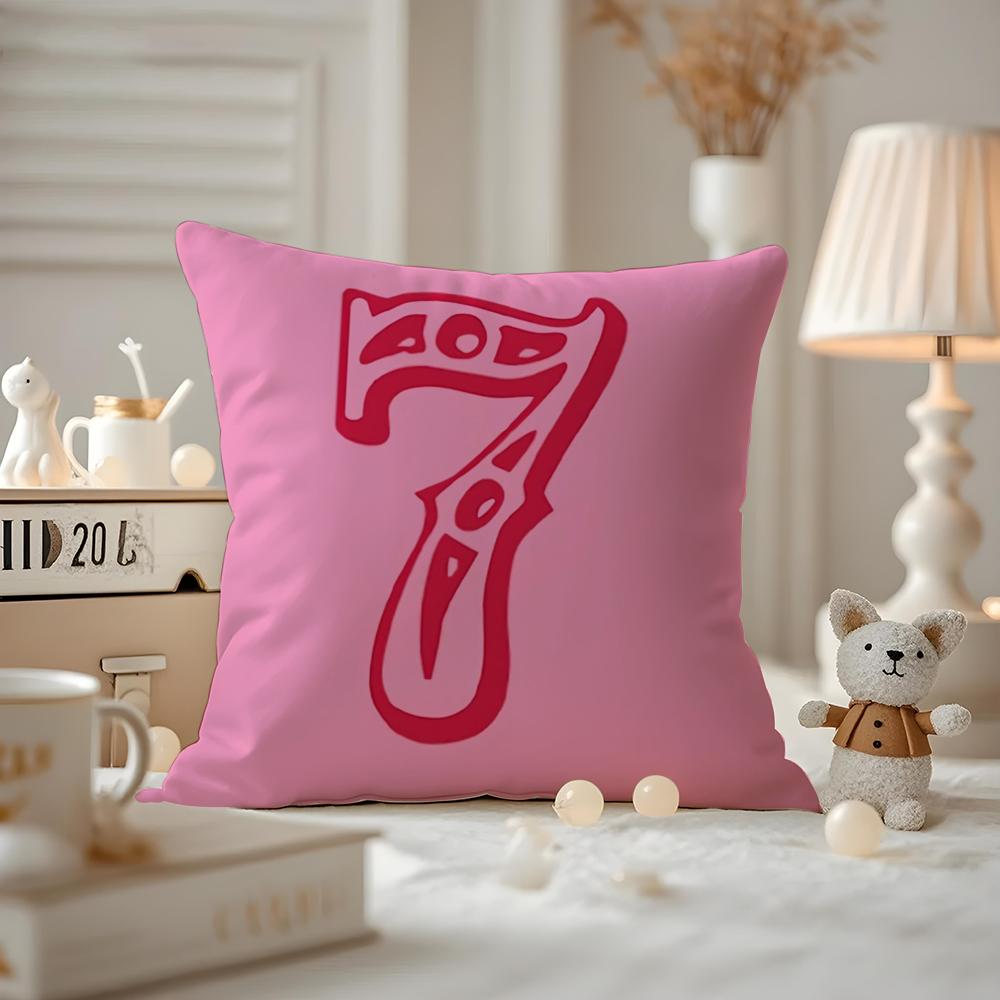 Seven Star Lucky Angel Numbers Cushion Cover Antidustmite Pillowcase Invisible zipper silky short plush Sofa cushion cover