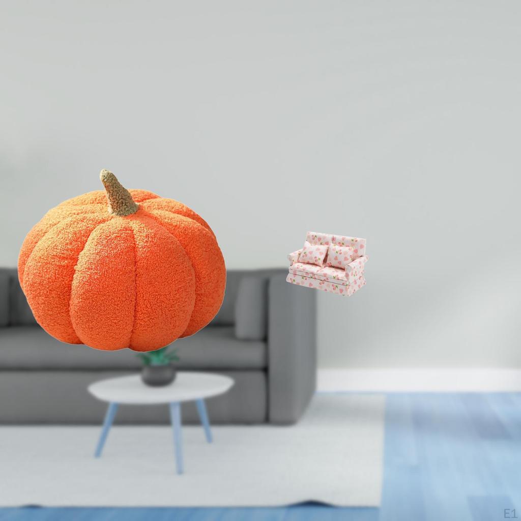 Halloween Pumpkin Pillow Set Throw Dollhouse Couch Model Accessories Soft PP Cloth