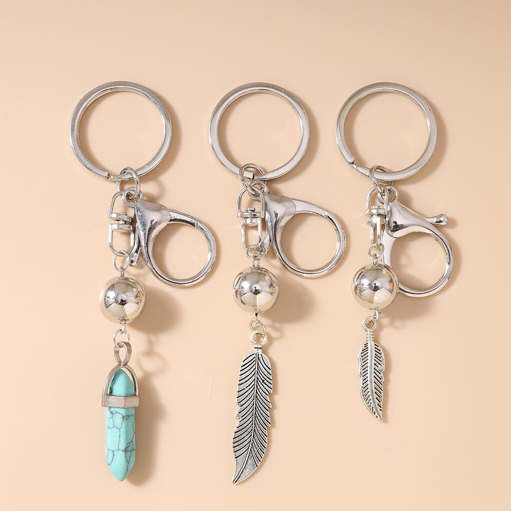 Bohemia Alloy Feather Keychain Women Girls Key Ring Pendants for Handbag Decor DIY Handmade Key Chain Jewelry Gifts