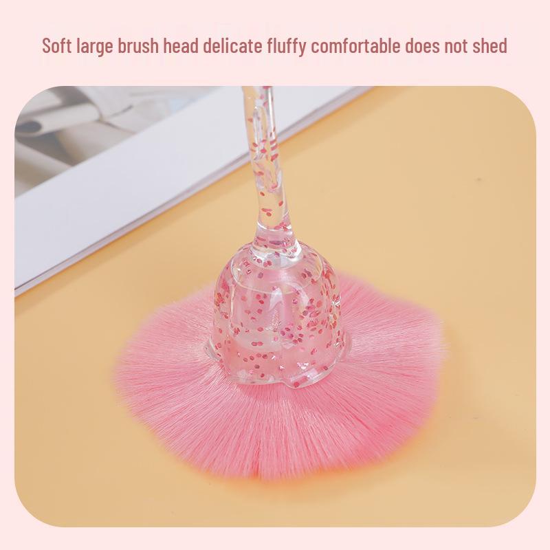 Rose Crystal Handle Loose Powder Makeup Brush - Beauty Tool for Nail Art, Blush, and Contour