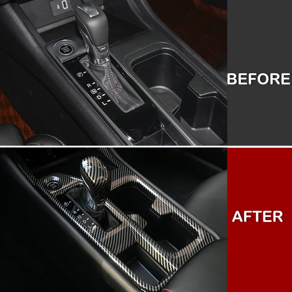 Kadore for 2020-2025 Nissan Sentra Carbon Fiber Pattern Interior Gear Shift Panel Frame Cover Trim (Left Hand Drive) 1pc