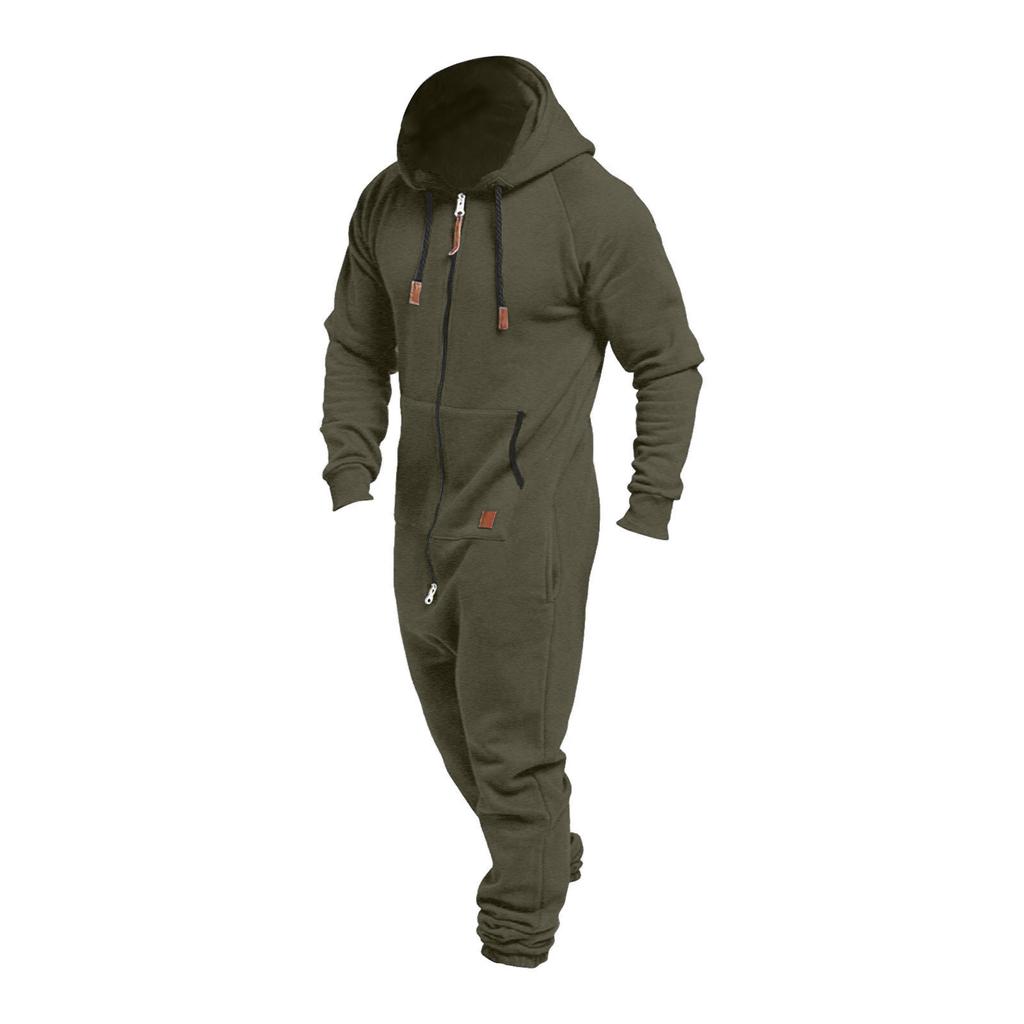 Men's Hooded Jumpsuit Zip Up  Pajamas Playsuit Jogger Sweatsuit Overall Romper