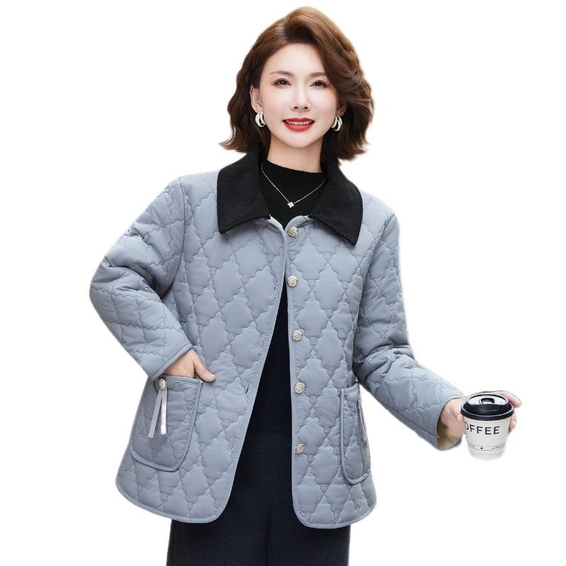 

Winter clothing velvet warm lapel small cotton-padded jacket short medium women s autumn and winter cotton-padded jacket 5XL [recommended 150-80kg] синий