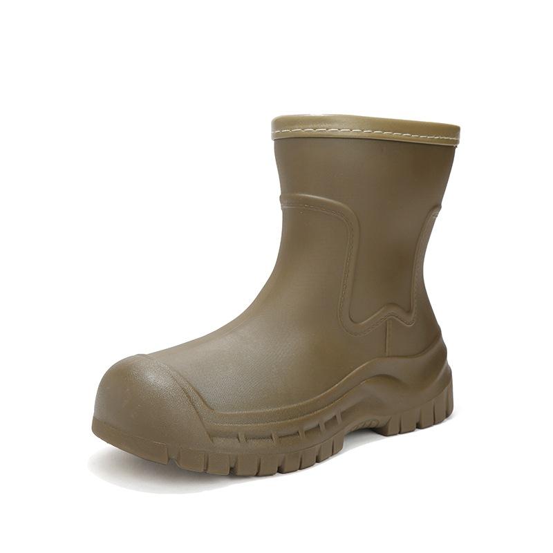 Bundle rain shoes medium tube women's fashion rain boots outdoor waterproof shoes piled thickened short tube adult water boots women