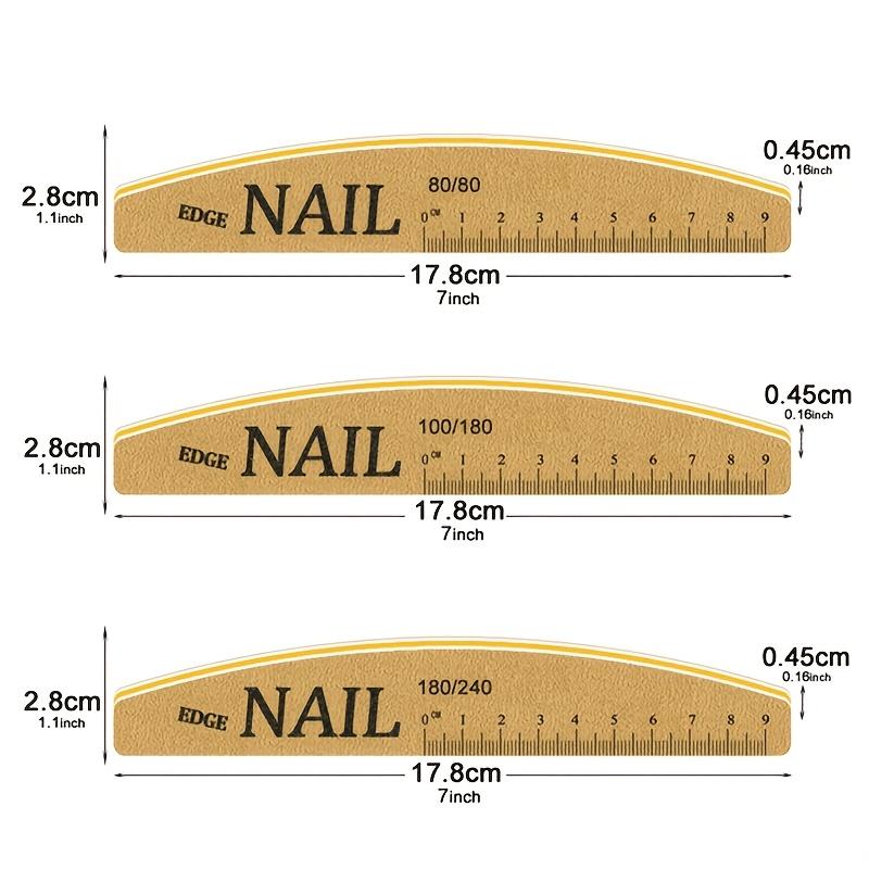 2/3/4 Pcs Washable Sponge Nail Files with Scale, Double Sided 80/80, 100/180, 180/240 Models for Nail Shaping and Polishing