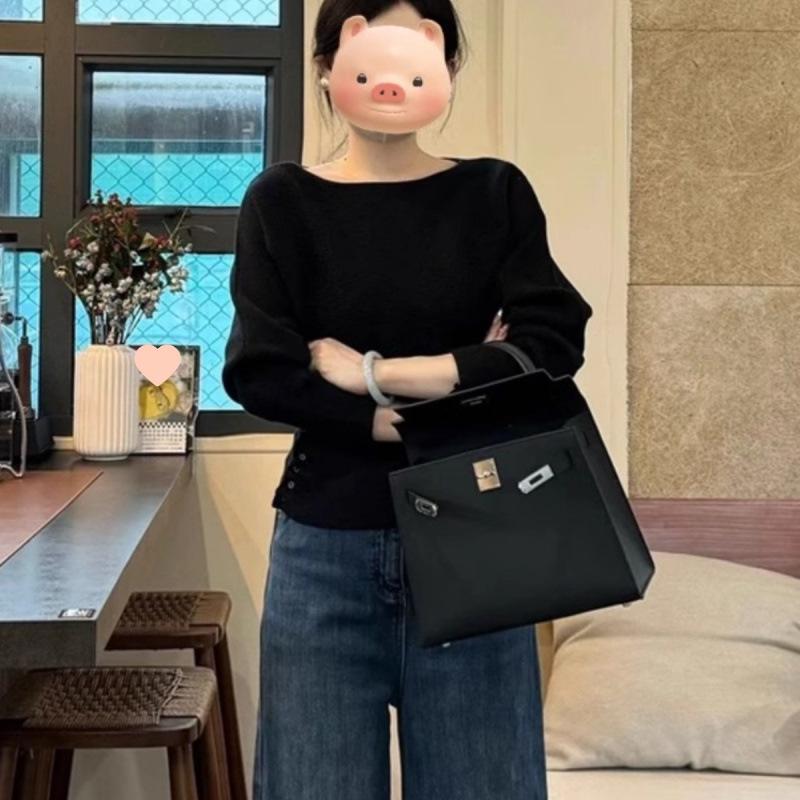 Korean-Style Waist-Slimming Knit Sweater for Women - Spring & Autumn