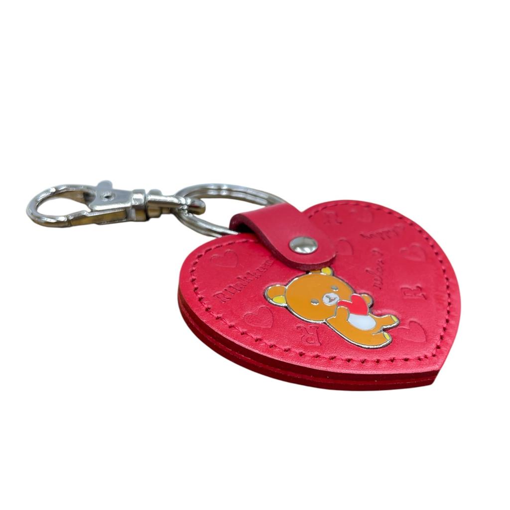 [Ushikubo Crafts] Rilakkuma Leather Heart Keychain - Red Rilakkuma RD RK-004 70x10mm