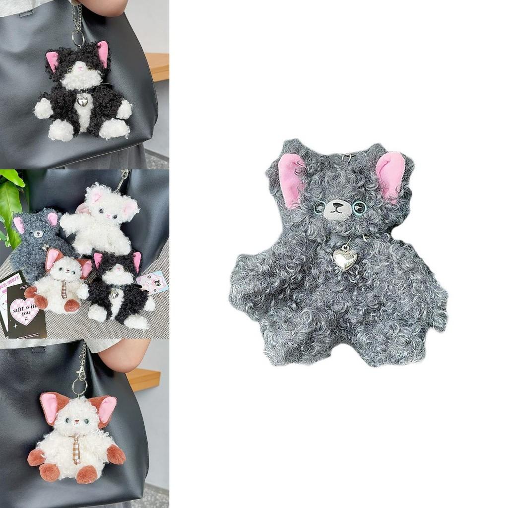 Cute Cartoon Devon Rex Cat Plush Keychain Delightful Gift For Cat Enthusiasts