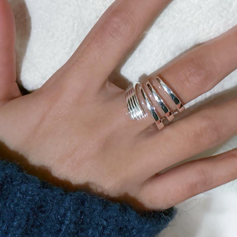 Multi-layer Cross Ring Niche Design Texture Simple Fashion Versatile Heavy Industry Wide Striped Ring