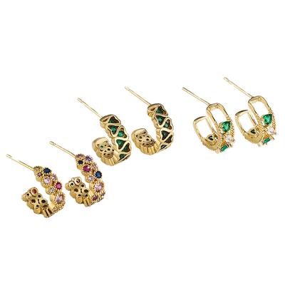 New Style Inlaid Custom Color Zircon Hoop Earring Trendy Zircon Hoop Earrings for Daily & Party Occasions