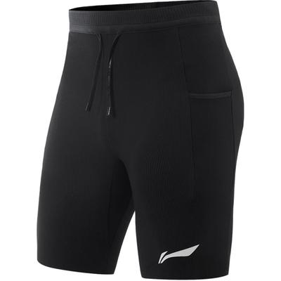 Li Ning Dragon Sparrow Skin-Friendly Sports Elastic Slim Fit Comfortable Outdoor Racing Tight Running Shorts Men Shorts Black AUSV003-14