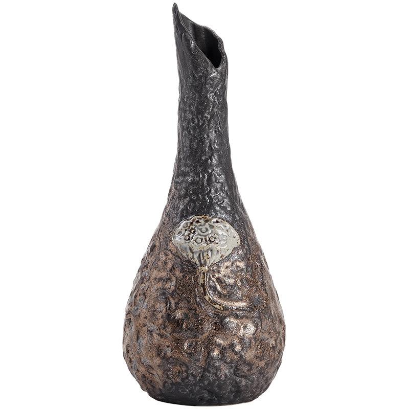 Japanese Gilding Iron Glaze Flower Vase Ware Stoneware Retro Mini Floret Desktop Pottery Decoration Tea Ceremony Utensils