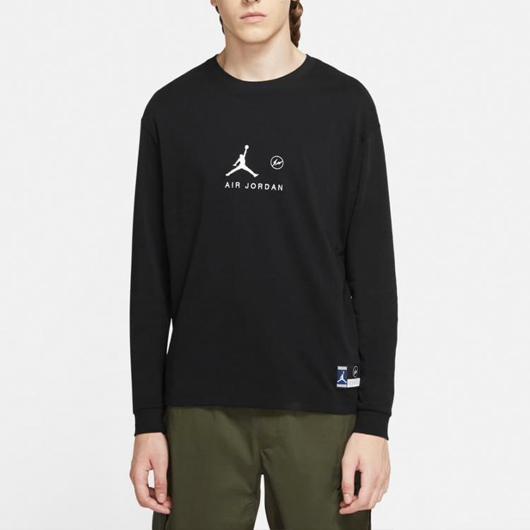 Jordan X Fragment Design Fragment Design X Jordan Long Sleeve Crew Neck T-Shirt Asian Edition Men Tops Black DA2982-010