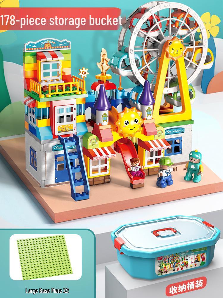 Feile Large Particle Educational Building Blocks Compatible with Lego: Castle and Amusement Park Set for Kids