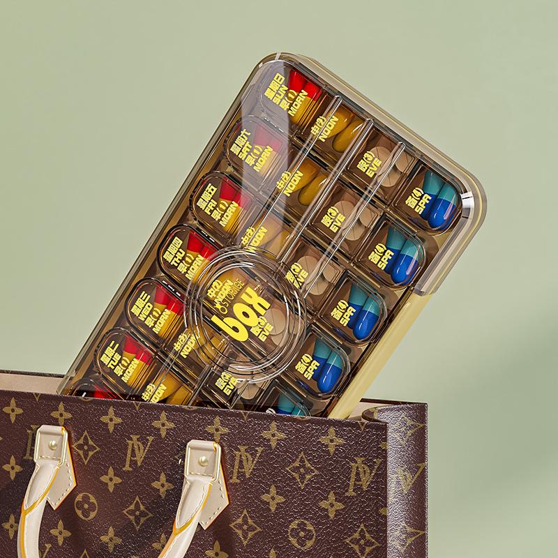 Portable Weekly Pill Organizer - 3 Daily Slots, Large Capacity, 7-Day Medication Reminder Box