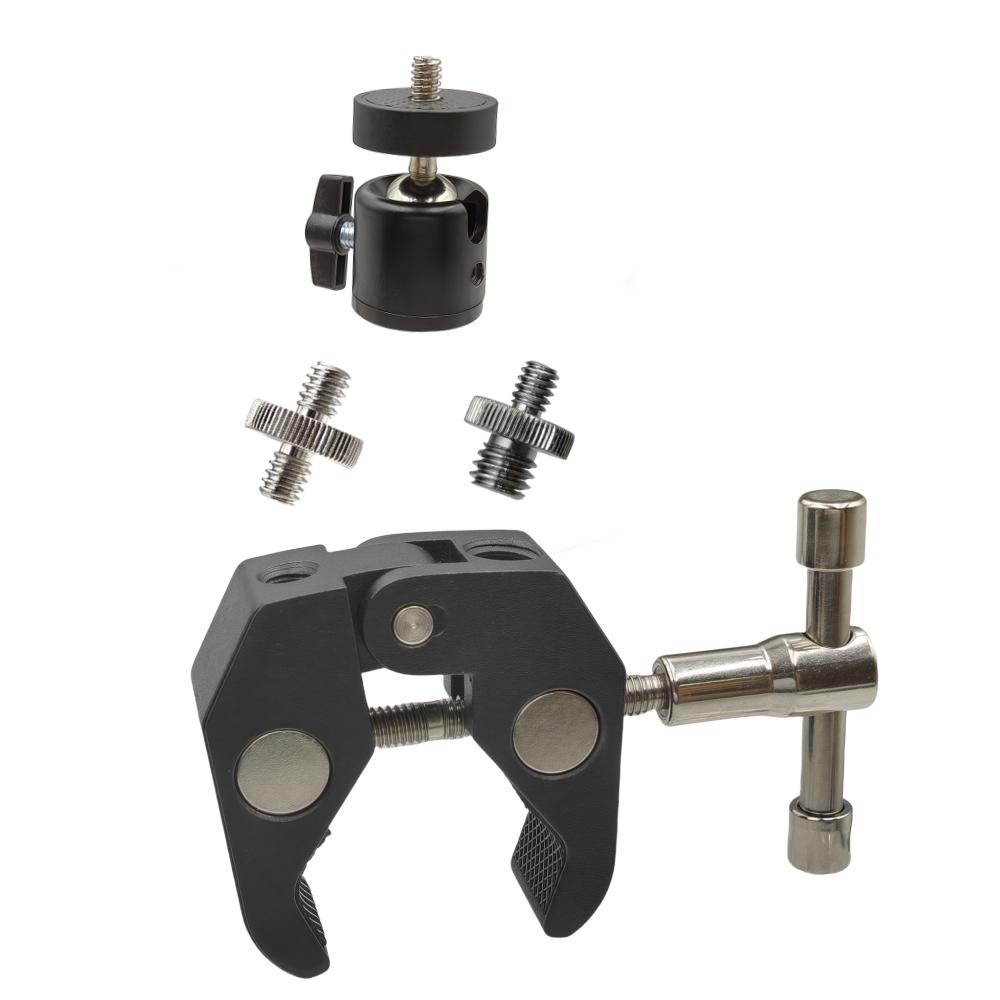 

Mteal Super Clamp with 360° Mini Ball Head Quick Release Clamp Bracket Tripod Mount 1/4 Screw Clip for DSLR Action Camera