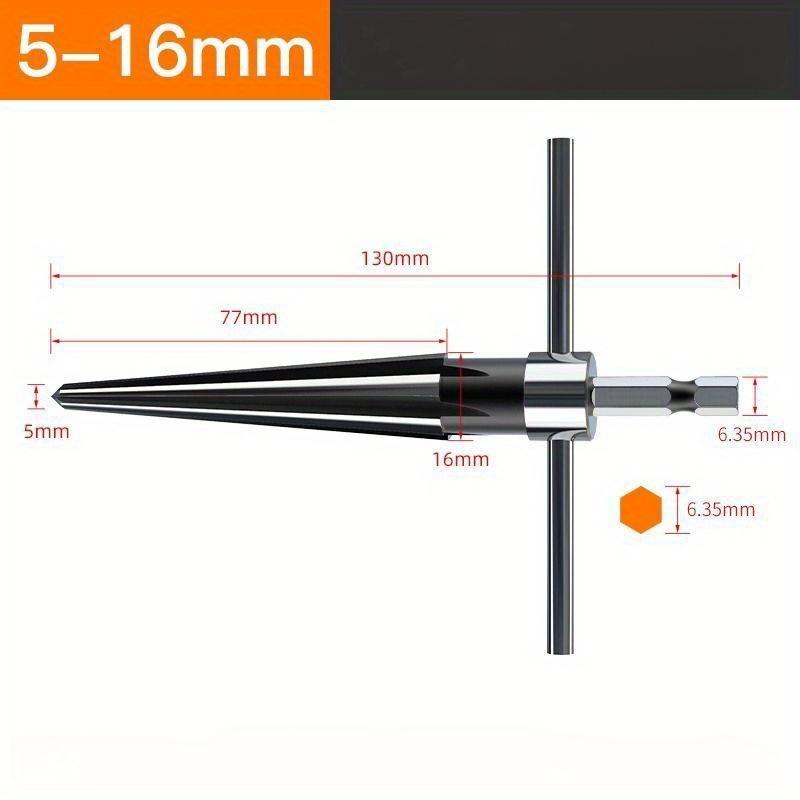 Hex Hole Reamer Set - Hand Held Taper Cutter for Wood, Metal and Plastic - Drill Compatible Chamfer Tool Accessory