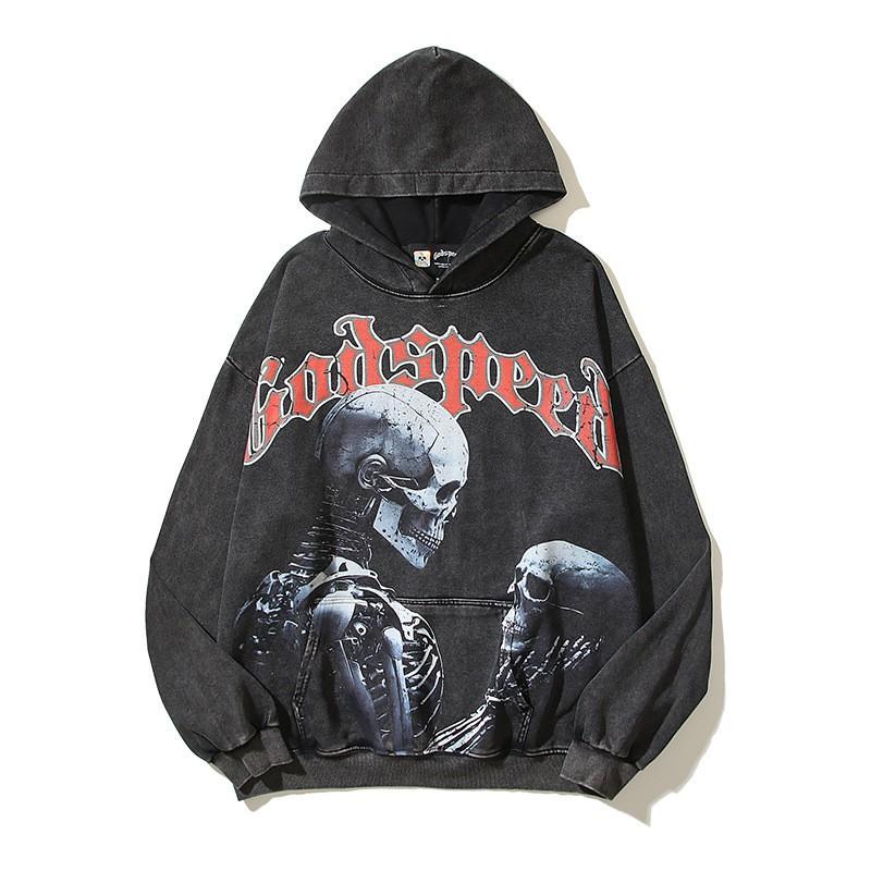 Godspeed 2025 Fall Winter Cotton Hoodie Streetwear Oversized Graphic Print Sweatshirt Men