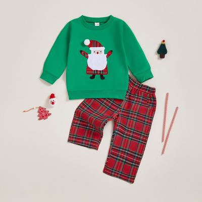 Set Felpa di Babbo Natale e Pantaloni a Quadri per Bambino Piccolo Natale 2025