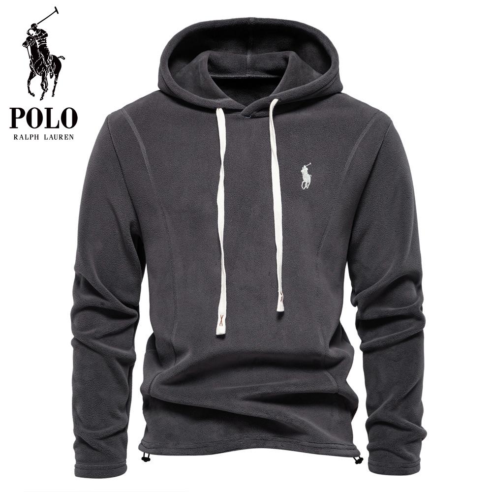 

Polo Ralph Lauren Вышитая Новая Мужская Толстовка с Длинным Рукавом и Капюшоном Тренд Универсальная Флисовая Теплая Толстовка Осень Зима S